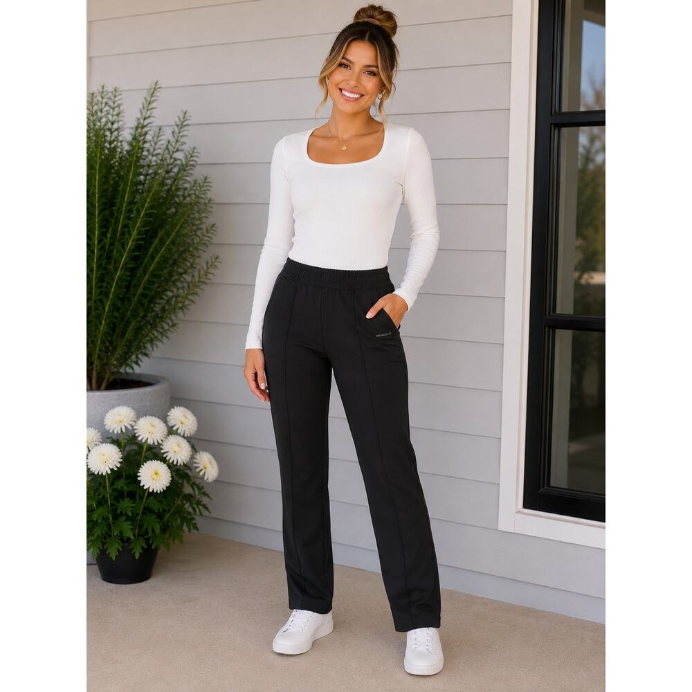 Mondetta Pintuck Straight Leg Pants Small Pull On Career Athleisure Pants NWT